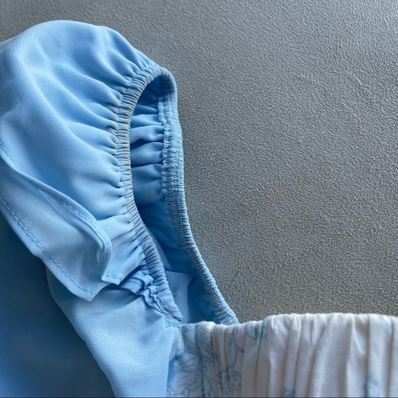 🙈 SOLD 🙈 NWOT Oh Polly floral long sleeve mini dress in pastel blue - Picture 11 of 13